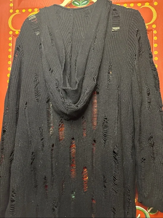 Killstar Black Distressed Knit Cardigan - Picture 4 of 4